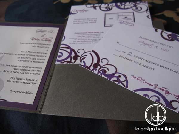 Damask Scroll Design Wedding Invitations
